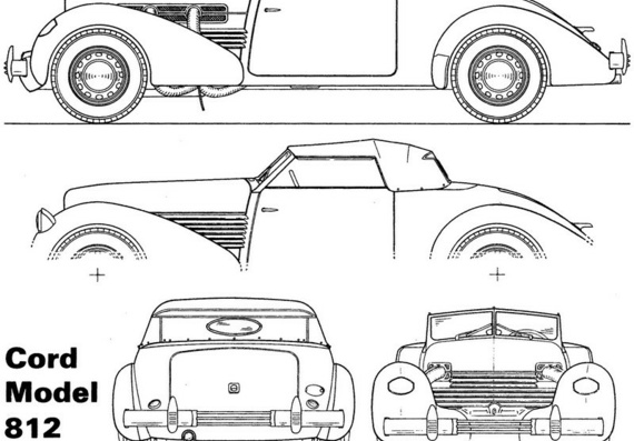 Cord 812 Convertible (1937) - drawings (drawings) of the car